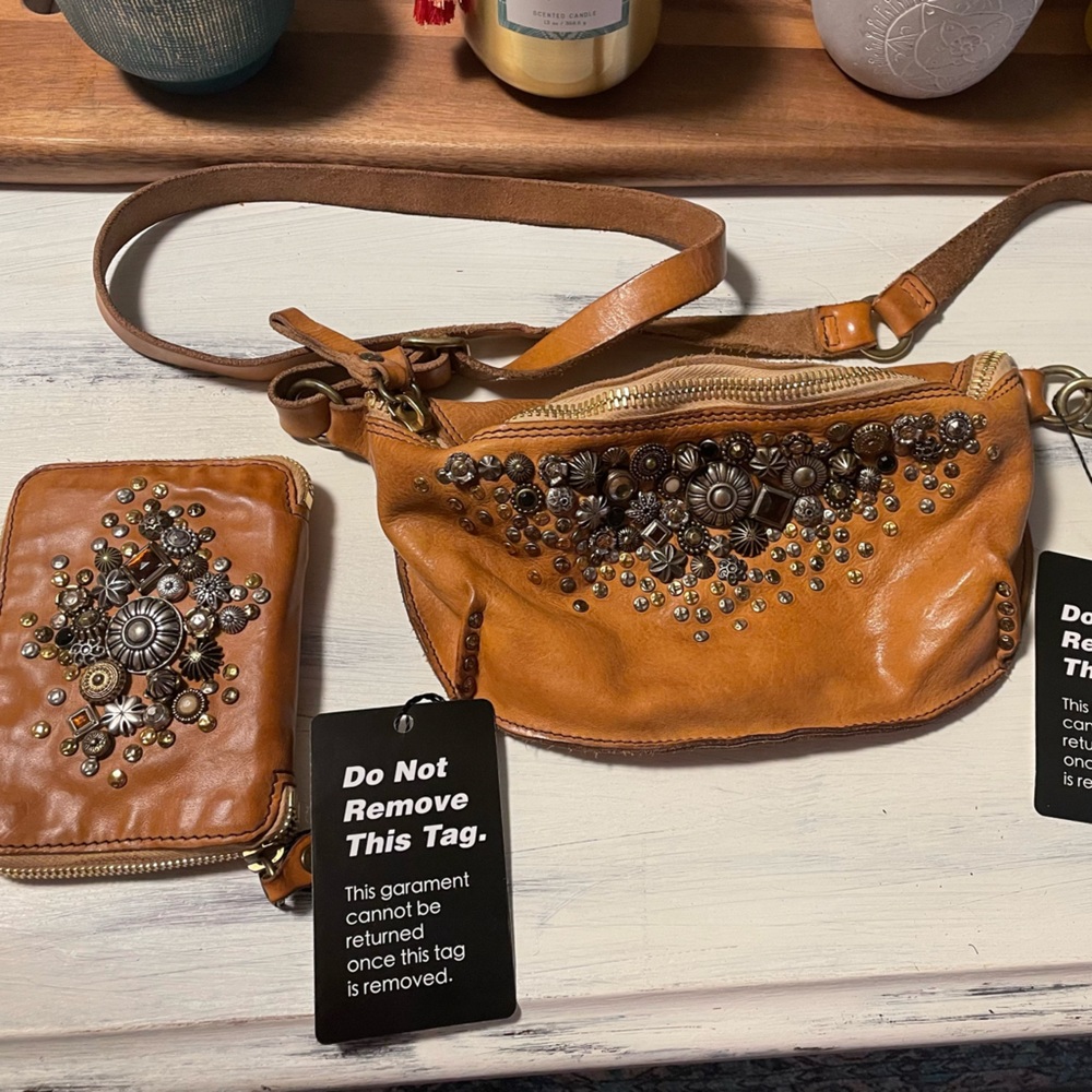 Campomaggi Diamante Studded Belt Bag/Crossbody and Wallet